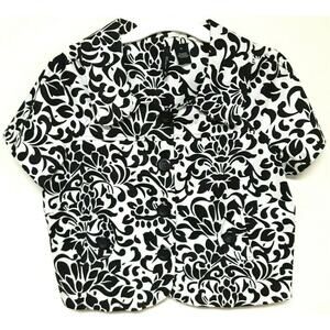 Black White Floral Summer Jacket Shrug Cardigan Button Up Crop Top Layering PL
